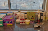 Toiletry items on a table